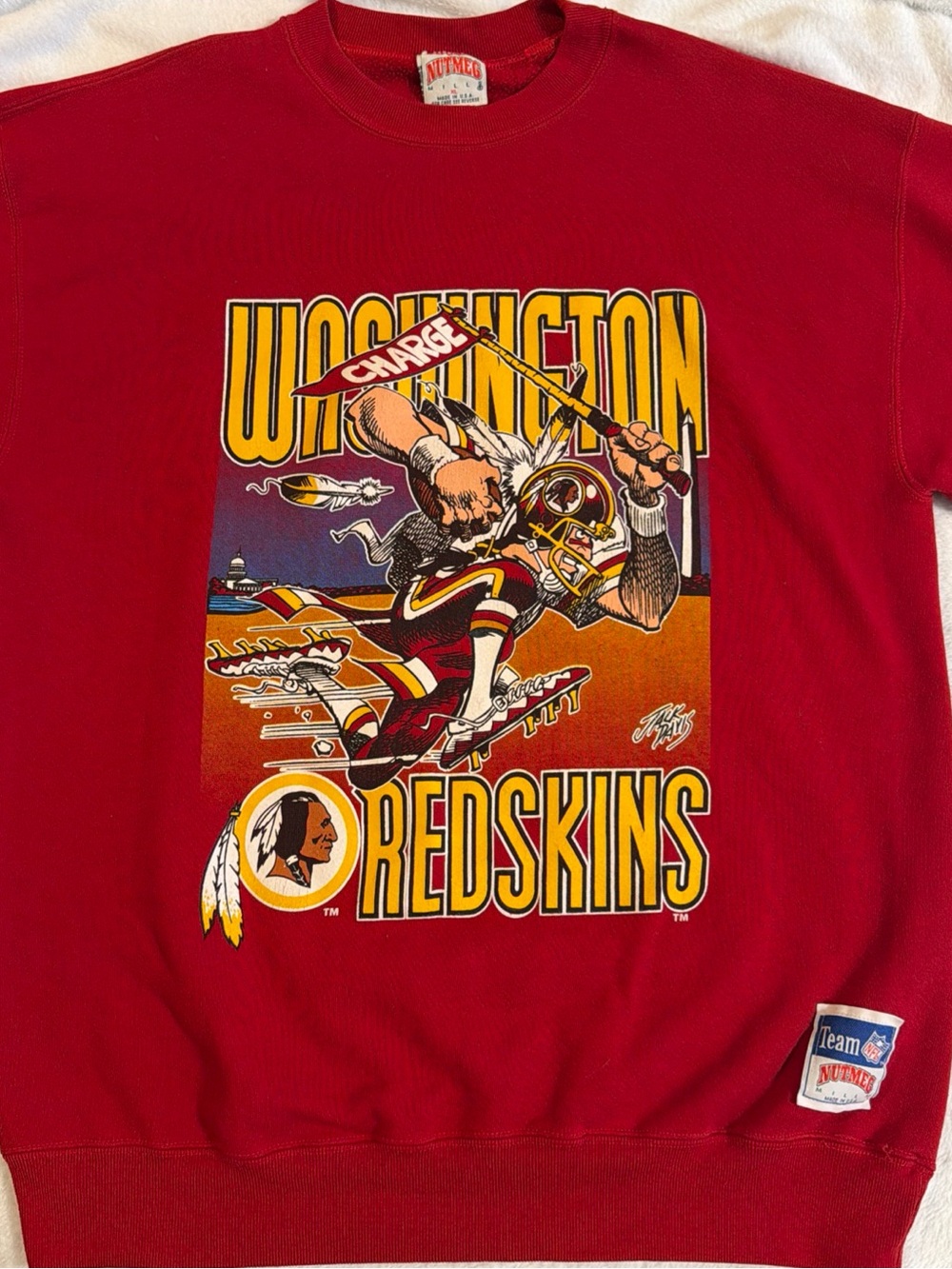 Vintage Washington Redskins Graphic Crewneck Sweatshirt - Red